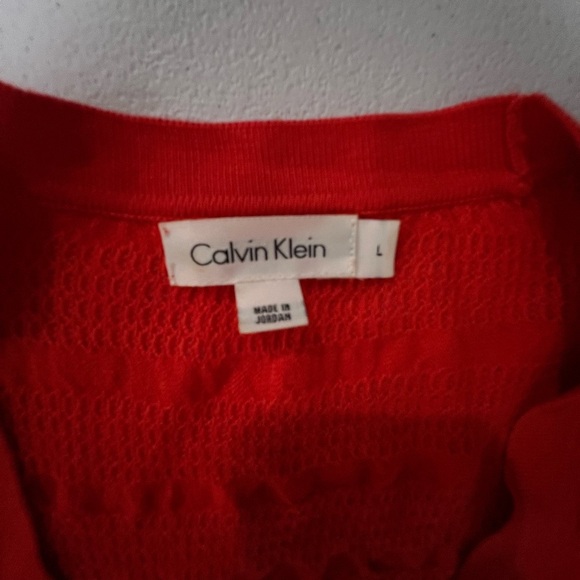 CALVIN KLEIN orange cardigan sweater size L logo and metal buttons - Picture 6 of 7